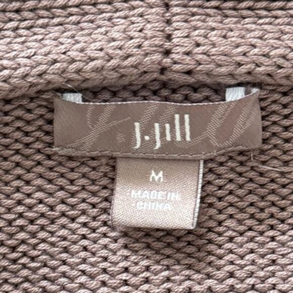 J JILL Silk/Cotton Short Sleeve Button Front Cardigan Sweater M Taupe/Beige - Picture 3 of 6